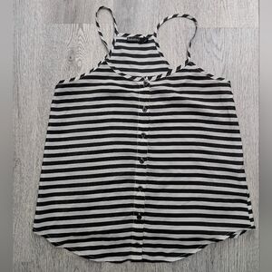 Black White Striped Racerback Top Goth Grunge Emo Scene Small